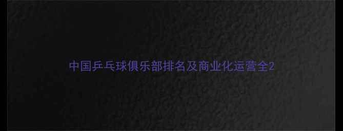 图片 中国乒乓球俱乐部排名及商业化运营全2
