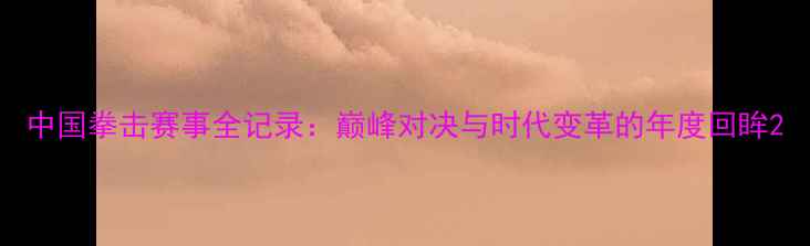 图片 中国拳击赛事全记录：巅峰对决与时代变革的年度回眸2