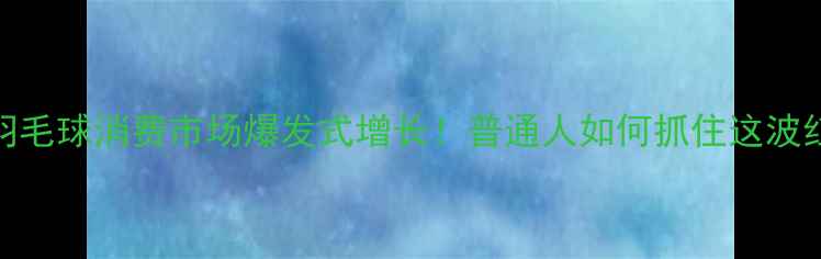 图片 中国羽毛球消费市场爆发式增长！普通人如何抓住这波红利？