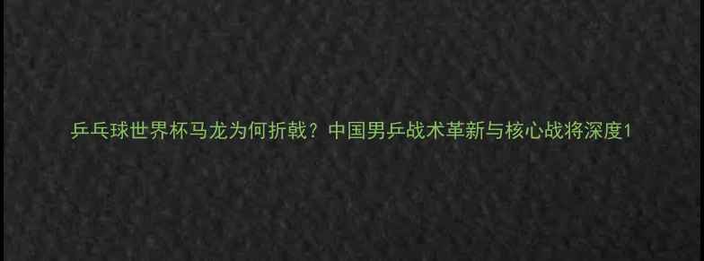 图片 乒乓球世界杯马龙为何折戟？中国男乒战术革新与核心战将深度1