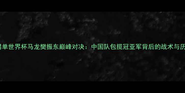 图片 乒乓球男单世界杯马龙樊振东巅峰对决：中国队包揽冠亚军背后的战术与历史意义2