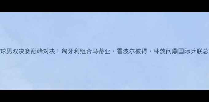 图片 乒乓球男双决赛巅峰对决！匈牙利组合马蒂亚·霍波尔彼得·林茨问鼎国际乒联总决赛