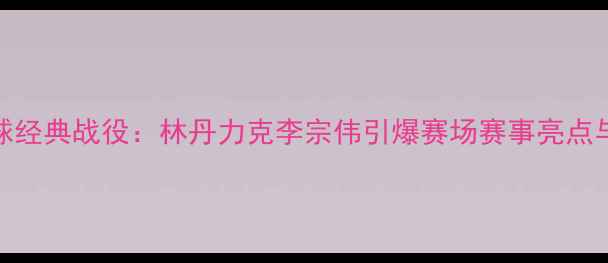 图片 亚锦赛羽毛球经典战役：林丹力克李宗伟引爆赛场赛事亮点与历史意义全