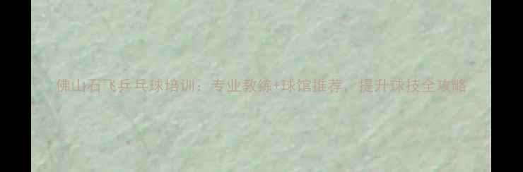 图片 佛山石飞乒乓球培训：专业教练+球馆推荐，提升球技全攻略