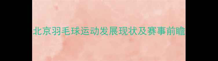 图片 北京羽毛球运动发展现状及赛事前瞻