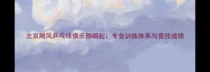图片 北京飓风乒乓球俱乐部崛起：专业训练体系与竞技成绩