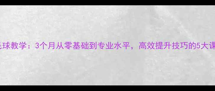 图片 南宁羽毛球教学：3个月从零基础到专业水平，高效提升技巧的5大课程体系1