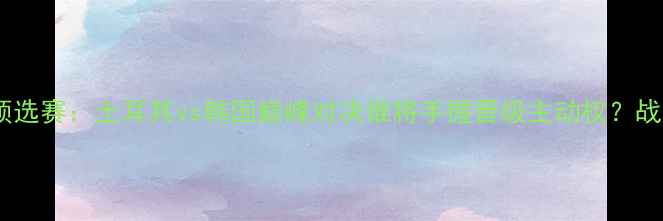 图片 卡塔尔世界杯预选赛：土耳其vs韩国巅峰对决谁将手握晋级主动权？战术大数据深度2