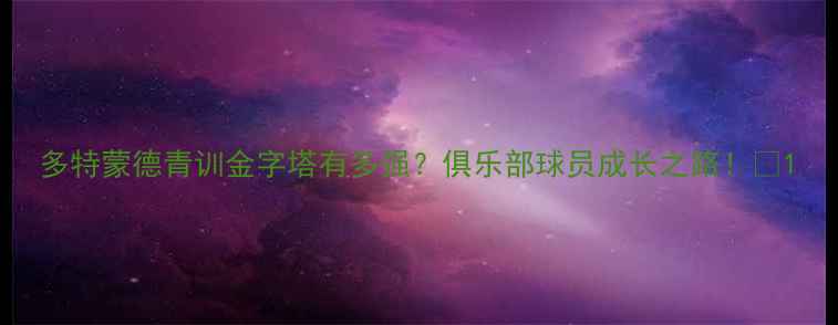 图片 多特蒙德青训金字塔有多强？俱乐部球员成长之路！🔥1