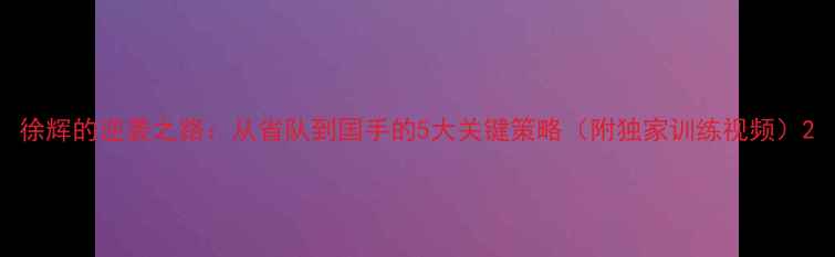 图片 徐辉的逆袭之路：从省队到国手的5大关键策略（附独家训练视频）2