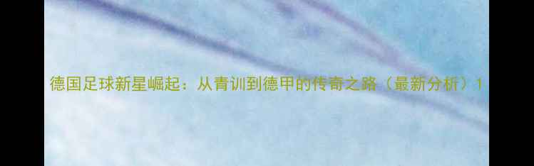 图片 德国足球新星崛起：从青训到德甲的传奇之路（最新分析）1