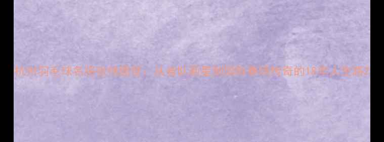 图片 杭州羽毛球名将张伟逝世：从省队新星到国际赛场传奇的18年人生路2