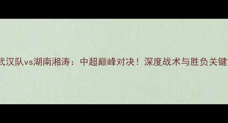 图片 武汉队vs湖南湘涛：中超巅峰对决！深度战术与胜负关键2