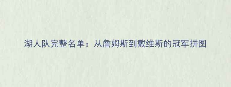 图片 湖人队完整名单：从詹姆斯到戴维斯的冠军拼图