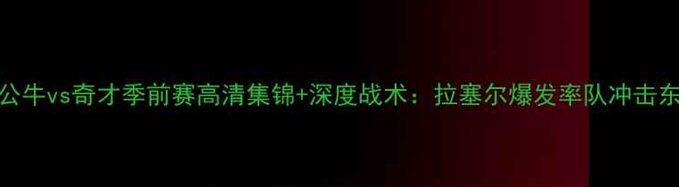 图片 焦点战公牛vs奇才季前赛高清集锦+深度战术：拉塞尔爆发率队冲击东部前八