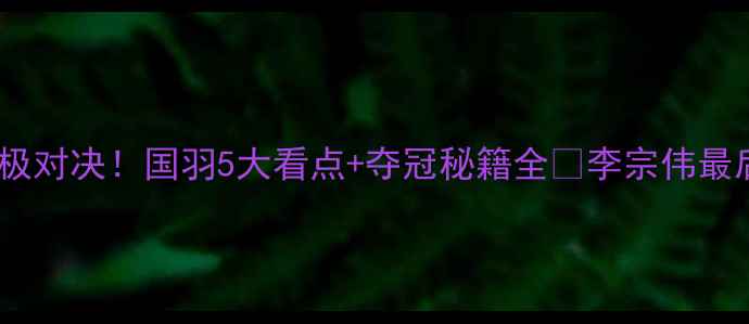 图片 羽毛球世锦赛混双终极对决！国羽5大看点+夺冠秘籍全🏆李宗伟最后一战谁更胜一筹？2