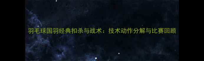 图片 羽毛球国羽经典扣杀与战术：技术动作分解与比赛回顾