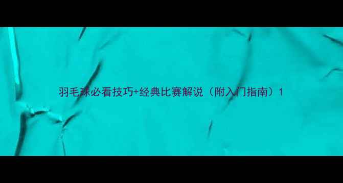 图片 羽毛球必看技巧+经典比赛解说（附入门指南）1