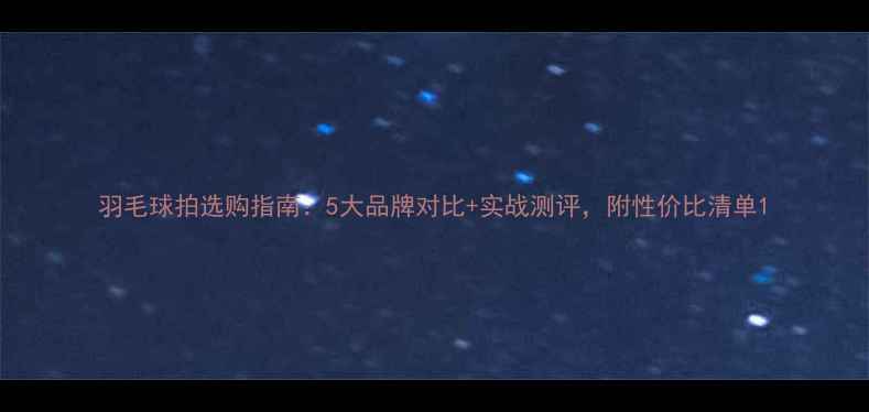 图片 羽毛球拍选购指南：5大品牌对比+实战测评，附性价比清单1