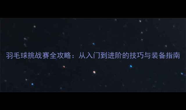 图片 羽毛球挑战赛全攻略：从入门到进阶的技巧与装备指南