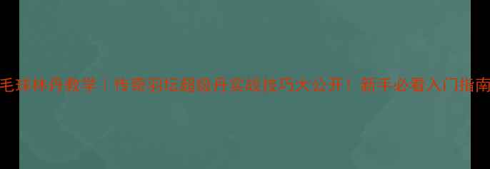 图片 羽毛球林丹教学｜传奇羽坛超级丹实战技巧大公开！新手必看入门指南✨