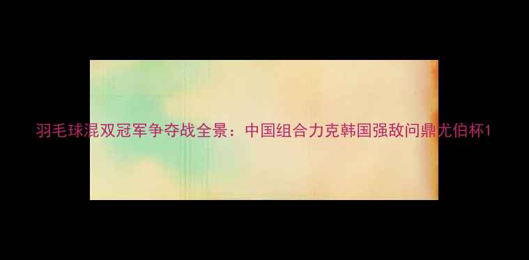 图片 羽毛球混双冠军争夺战全景：中国组合力克韩国强敌问鼎尤伯杯1