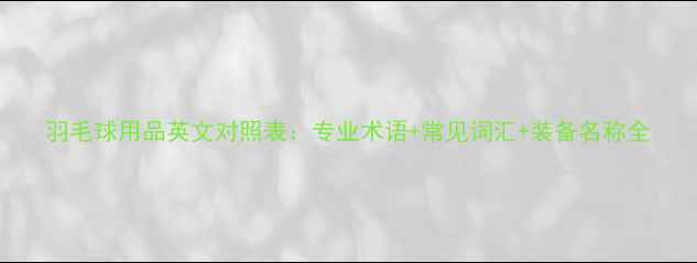 图片 羽毛球用品英文对照表：专业术语+常见词汇+装备名称全