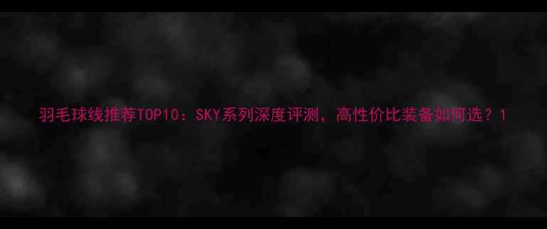 图片 羽毛球线推荐TOP10：SKY系列深度评测，高性价比装备如何选？1