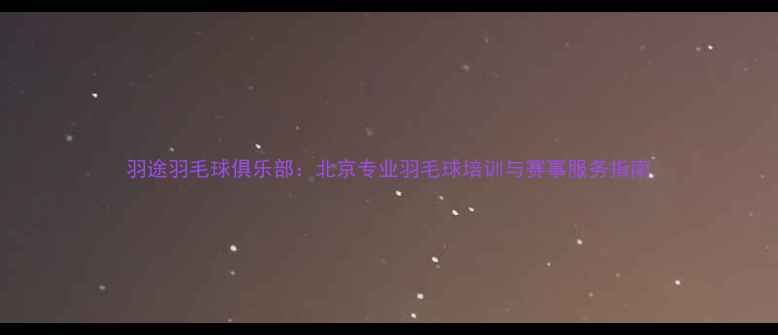图片 羽途羽毛球俱乐部：北京专业羽毛球培训与赛事服务指南