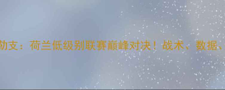 图片 芬洛VS多德勒支：荷兰低级别联赛巅峰对决！战术、数据、观赛全攻略