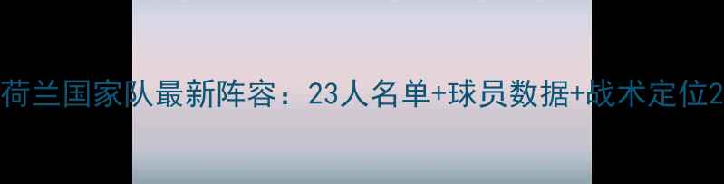 图片 荷兰国家队最新阵容：23人名单+球员数据+战术定位2