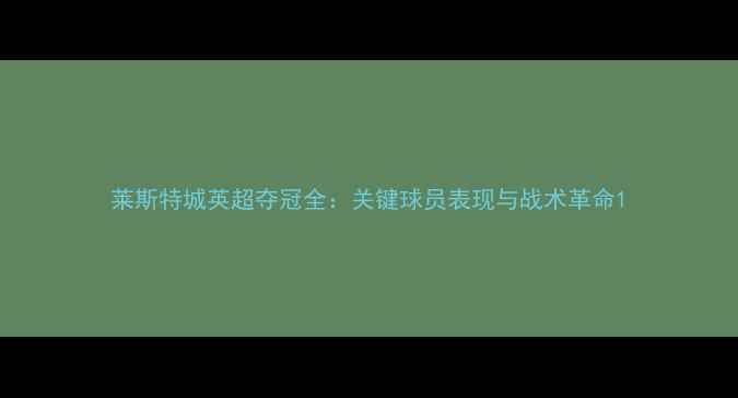 图片 莱斯特城英超夺冠全：关键球员表现与战术革命1