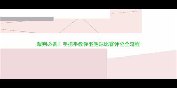图片 裁判必备！手把手教你羽毛球比赛评分全流程