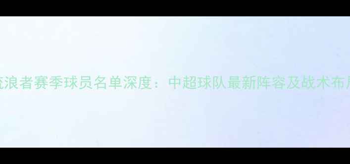图片 西悉尼流浪者赛季球员名单深度：中超球队最新阵容及战术布局全公开