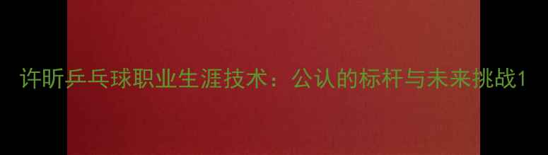 图片 许昕乒乓球职业生涯技术：公认的标杆与未来挑战1