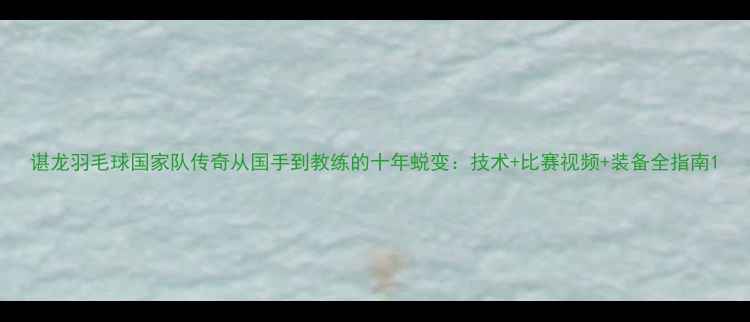 图片 谌龙羽毛球国家队传奇从国手到教练的十年蜕变：技术+比赛视频+装备全指南1