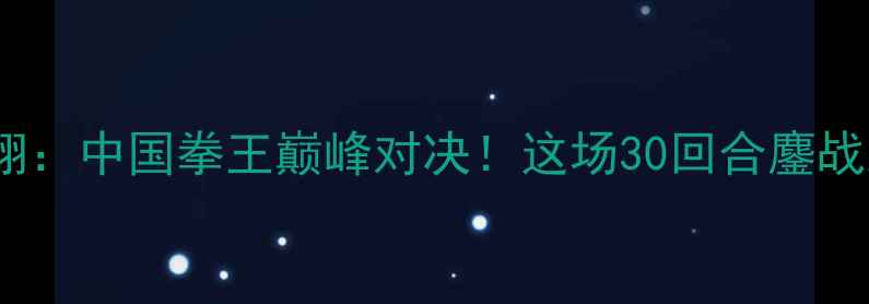 图片 邹市明VS木村翔：中国拳王巅峰对决！这场30回合鏖战到底有多燃？2