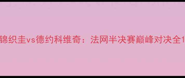 图片 锦织圭vs德约科维奇：法网半决赛巅峰对决全1
