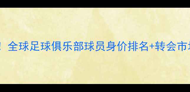 图片 🌟赛季必看！全球足球俱乐部球员身价排名+转会市场内幕大🌟1