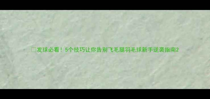 图片 🏸发球必看！5个技巧让你告别飞毛腿羽毛球新手逆袭指南2