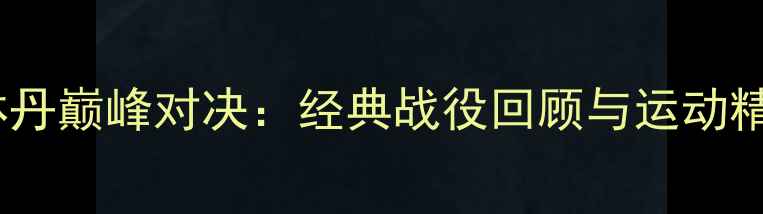图片 🏸羽毛球林丹巅峰对决：经典战役回顾与运动精神传承🏆2