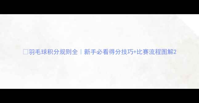 图片 🏸羽毛球积分规则全｜新手必看得分技巧+比赛流程图解2