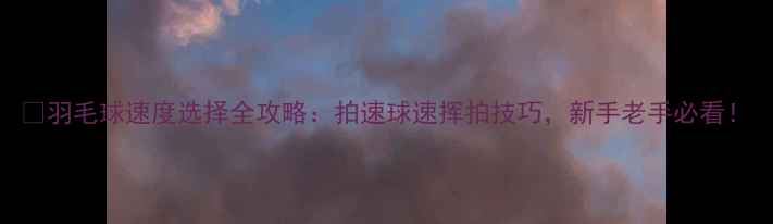 图片 💥羽毛球速度选择全攻略：拍速球速挥拍技巧，新手老手必看！