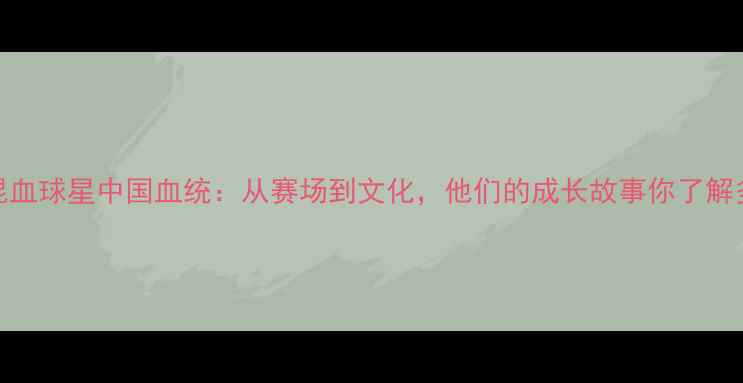图片 🔥NBA混血球星中国血统：从赛场到文化，他们的成长故事你了解多少？2