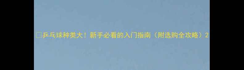 图片 🔥乒乓球种类大！新手必看的入门指南（附选购全攻略）2