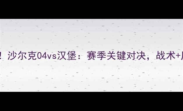 图片 🔥德甲焦点战！沙尔克04vs汉堡：赛季关键对决，战术+历史交锋全🔥2