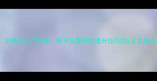 图片 🔥羽毛球入门必看！新手从零开始提升技巧的5大关键点2